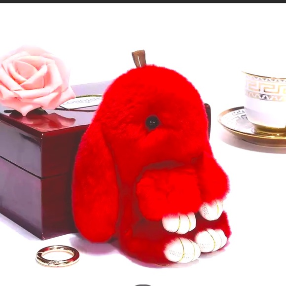 🎀Brand New Red Bunny Keychain Approximately 15 CM Bag Charm Bag Chain - Picture 2 of 4